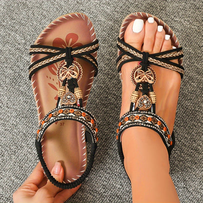 Women'S Rhinestone Butterfly Flat Sandals