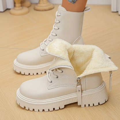 Winter Lace-Up Ankle Boots with Side Zipper